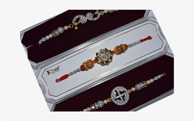 Om Sandalwood Rakhi With Silver Designer & Silver Swastik - Box, transparent png download