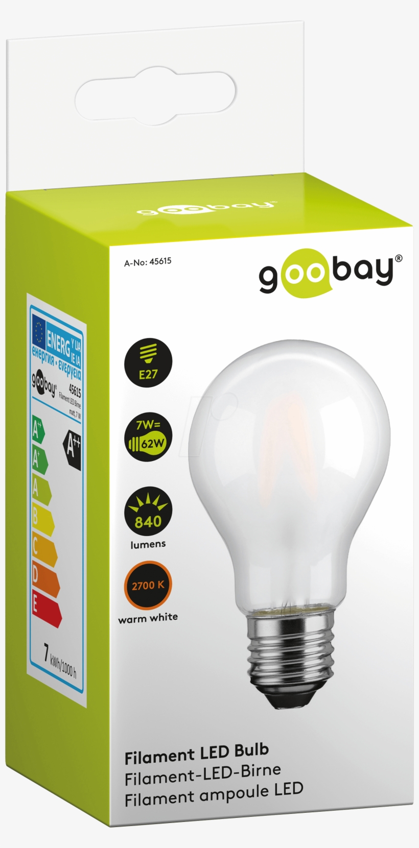 Filament Led Bulb, 7 W Goobay - Edison Screw, transparent png download