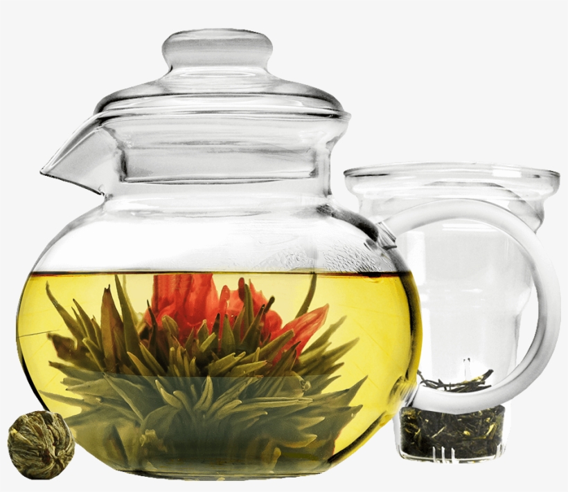 Blossom Teapot, Infuser And Tea Flowers - Green Tea Flower, transparent png download
