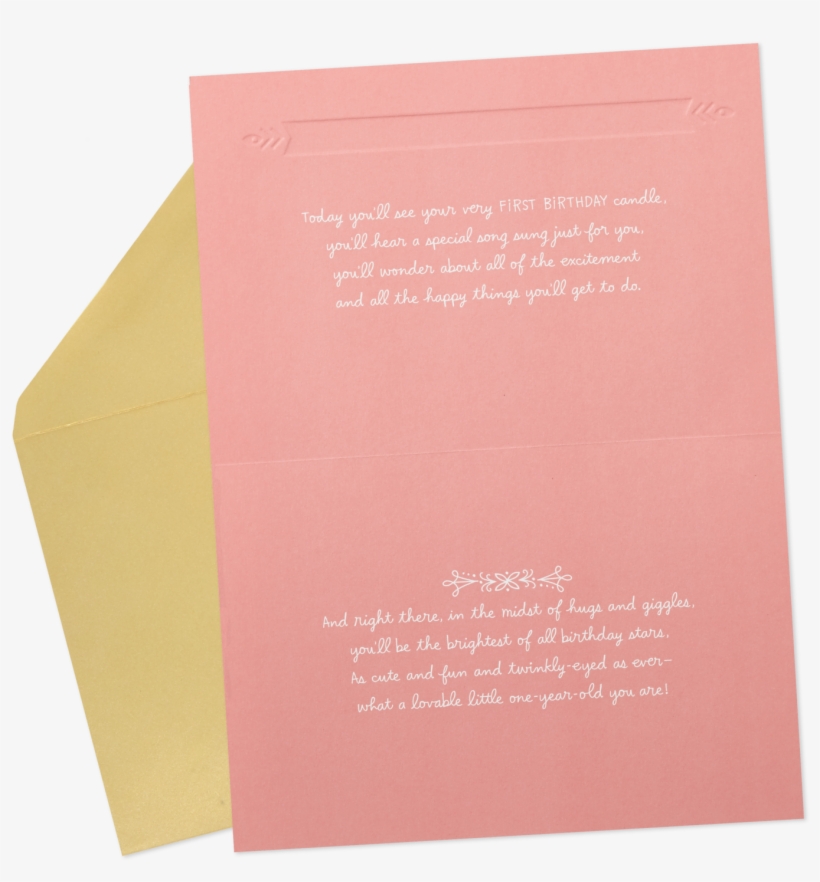 Bear Face One Year Precious Pink 1st Birthday Card - Construction Paper, transparent png download