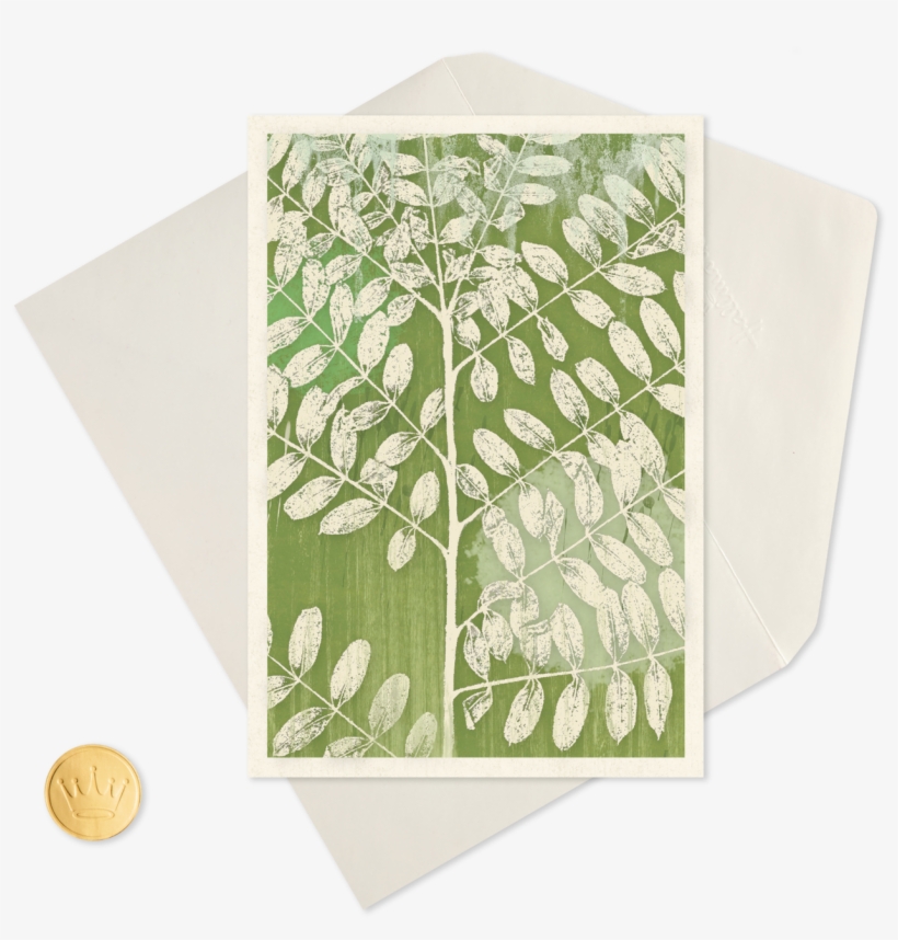 Green Leaf Print Sympathy Card - Printing, transparent png download