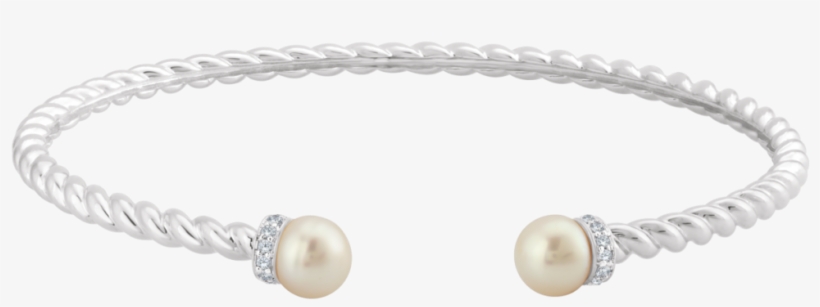 14k White Freshwater Cultured Pearl & 1/10 Ctw Diamond - Pearl, transparent png download