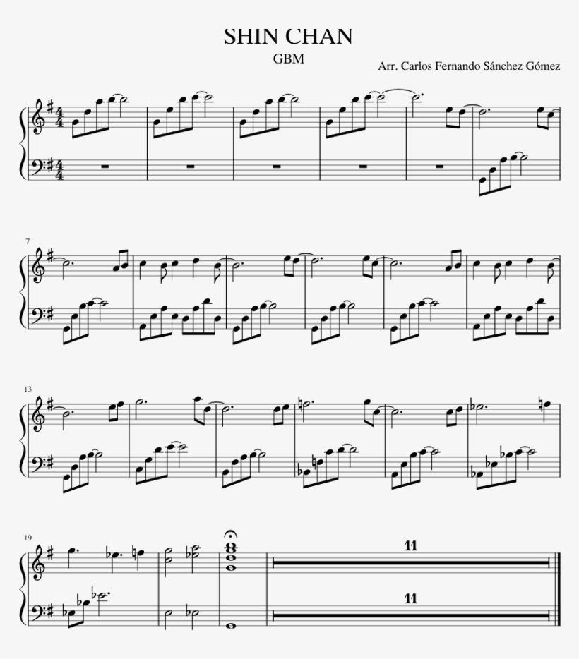 Shin Chan Piano Notes, transparent png download