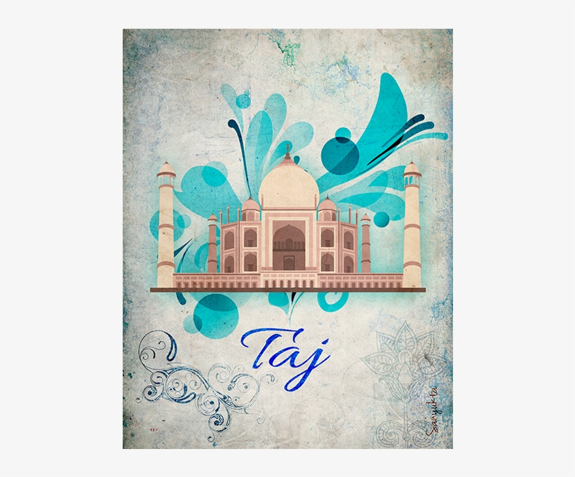 Tajmahal Poster Laptop Skin Mobile Cover Wallart - Floral Design, transparent png download