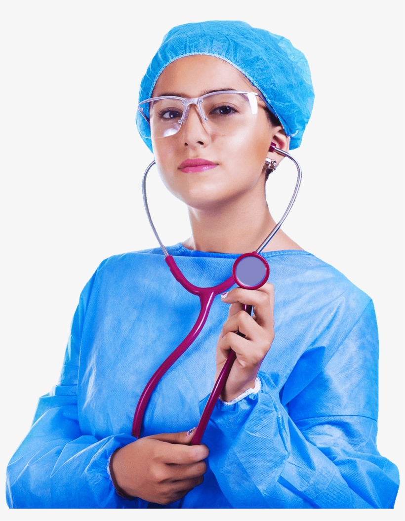 Doctor Wearing Blue Scrubs And Safety Glasses - Nursing, transparent png download