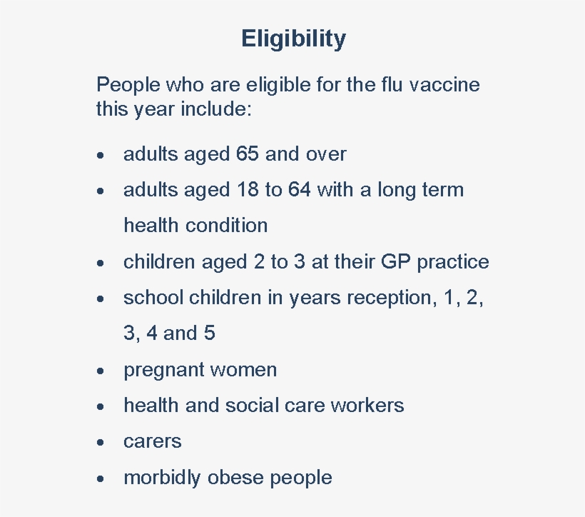 New Flu Vaccine Available This Winter For Those Aged - Eligible, transparent png download
