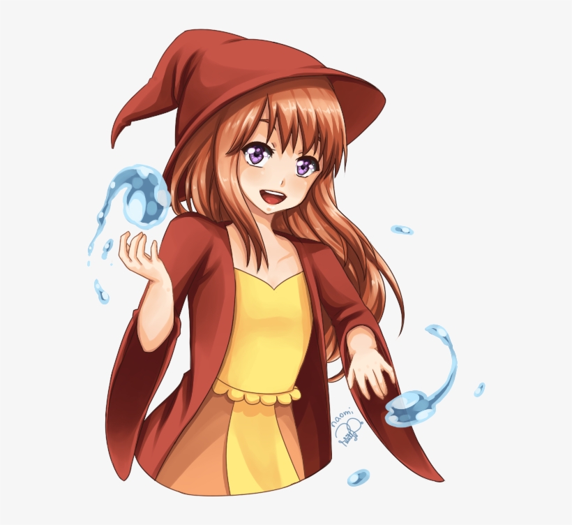 Haruko Water Mage Red Clothes Purple Eyes Water Bending - Cartoon, transparent png download
