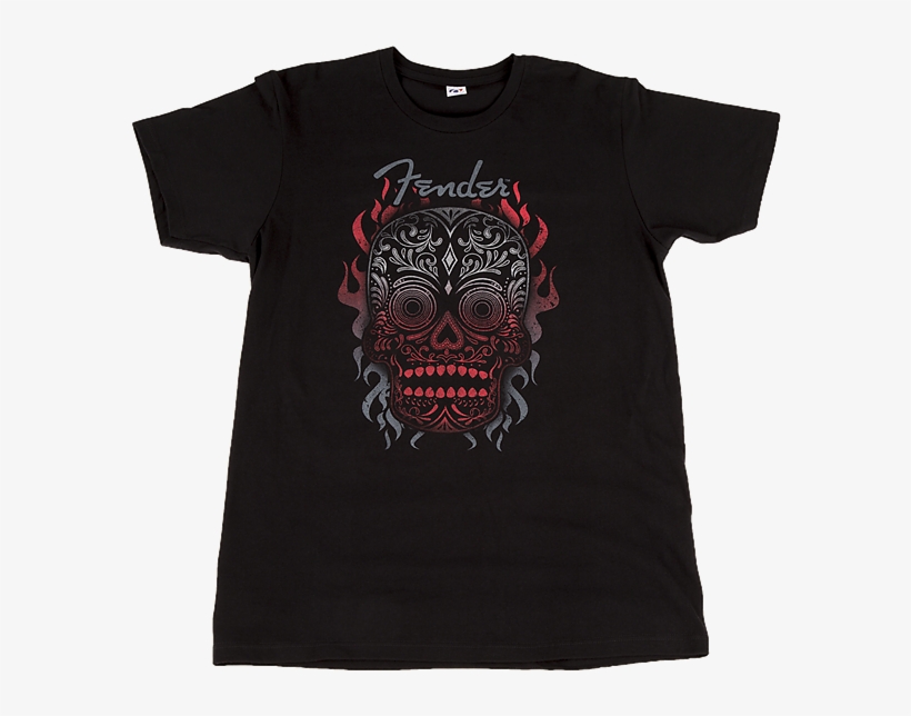 Fender Day Of The Dead Skull T-shirt Blk L - Illustration, transparent png download