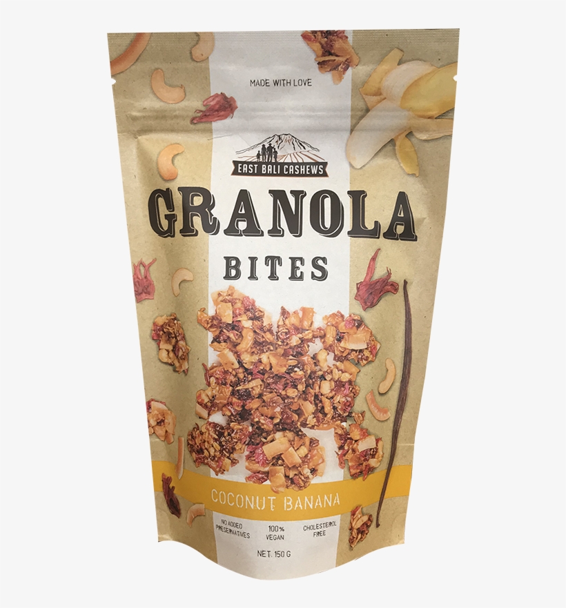 East Bali Cashew Nuts Granola Bites Coconut Banana - East Bali Cashews Popcorn 150g, transparent png download