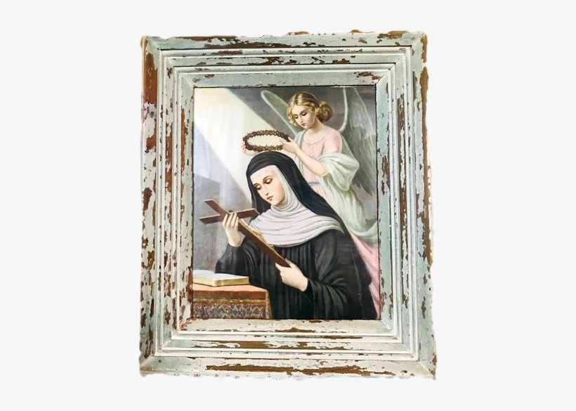 Religious Frame Saint Rita Angel Putting Crown Of Thorns - Picture Frame, transparent png download