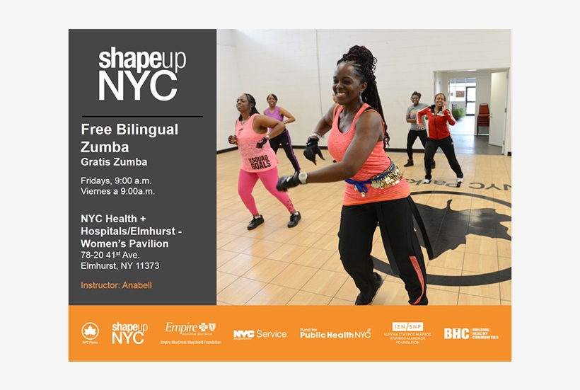 Shape Up Nyc Free Bilingual Zumba Classes - Zumba, transparent png download