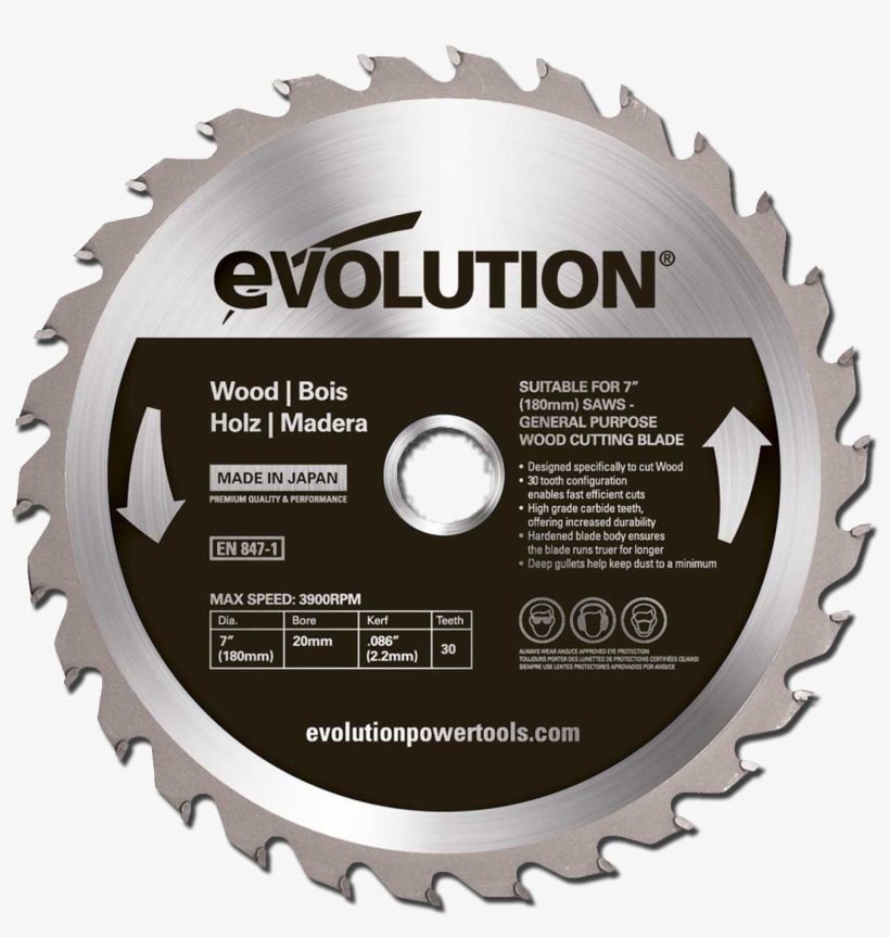 Evolution Industrial Wood Saw Blades - Evolution 255mm Blade Steel, transparent png download
