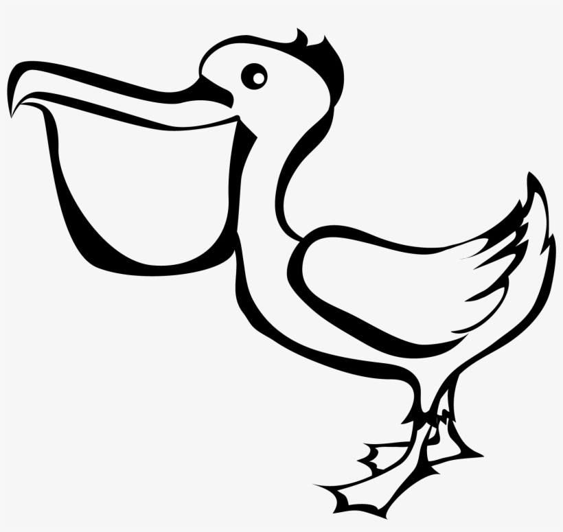 Black And White Pelican Vector Clip Art - Pelican Clipart Black And White, transparent png download