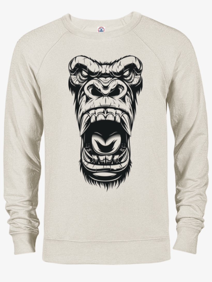 "gorilla Face" French Terry Crew - Ferocious Gorilla, transparent png download