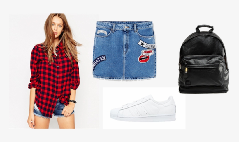 Rode Houthakkersblouse Asos I Denim Rok Met Patches - Red Check Boyfriend Shirt, transparent png download