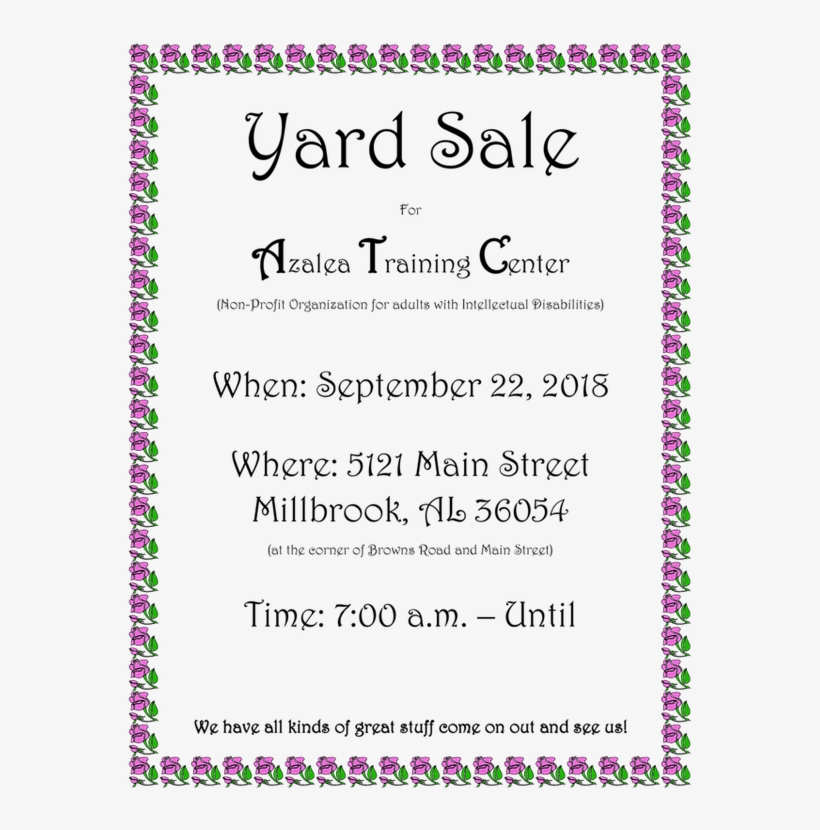 Azalea Training Center Holding A Yard Sale In Millbrook - Season You Like Most, transparent png download