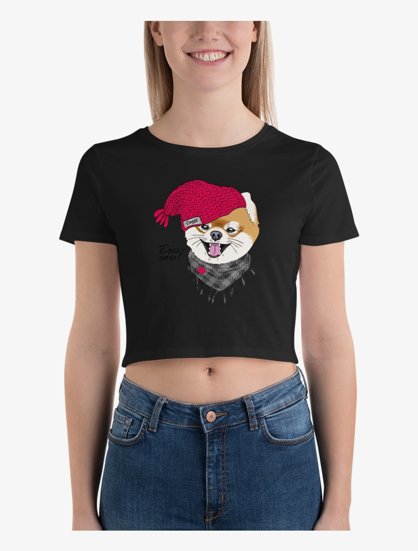 Bow-wov Cute Puppy Women's Crop Tee - Crop Top, transparent png download