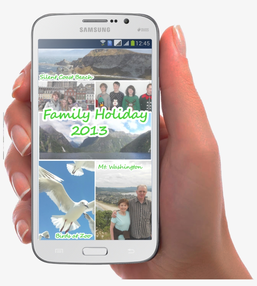 Samsung Phone Displaying An In A Nutshell Storyboard - Holding Samsung Phone Png, transparent png download