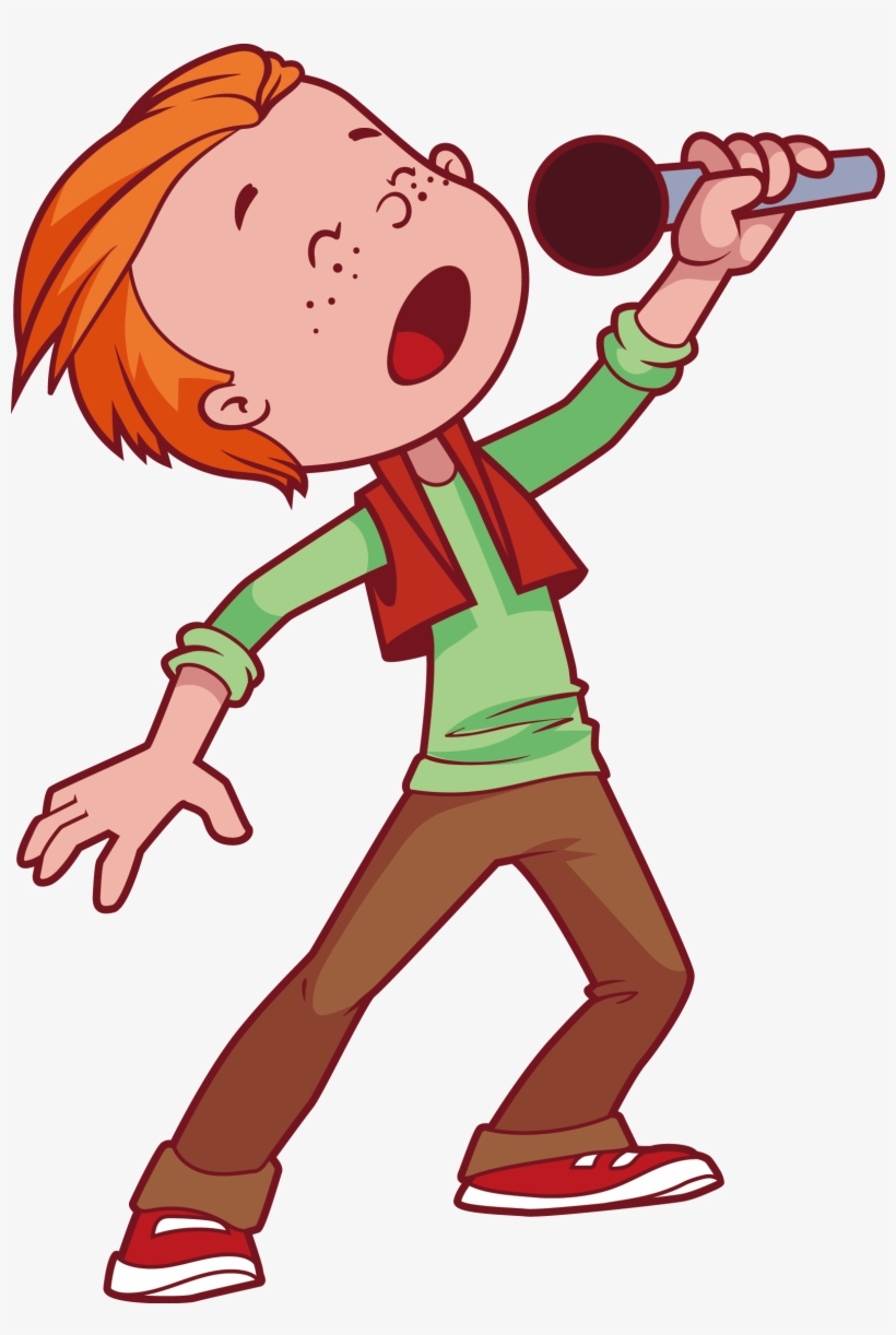 Microphone Singing Cartoon Child - Singing Cartoon Png, transparent png download