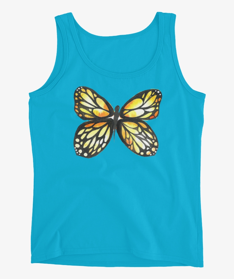 Black & Yellow Butterfly Ladies - Top, transparent png download