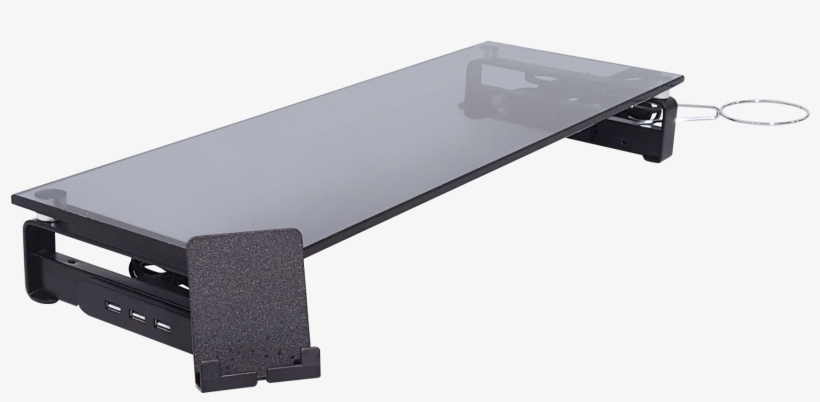 Taiwan Black Tempered Glass Mirror Screen Monitor Stand - Coffee Table, transparent png download