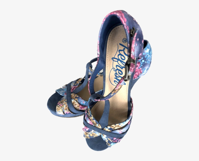 Sandálias De Pele Sintética Azuis/florais - Sandal, transparent png download