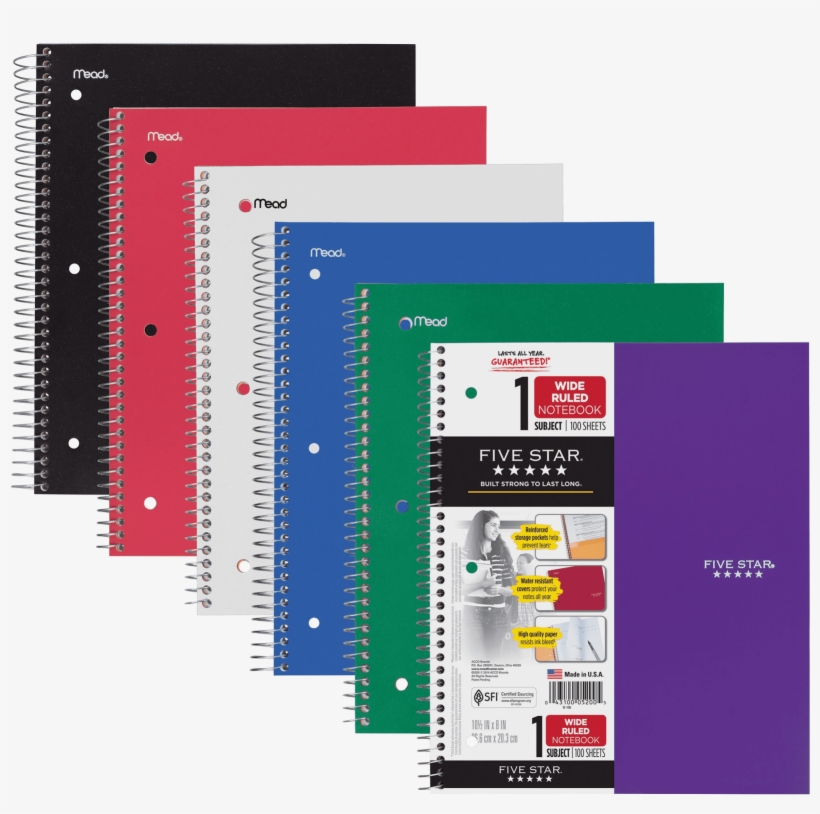 Details About Five Star 1-subject Notebook 100 Pages - Notebook, transparent png download