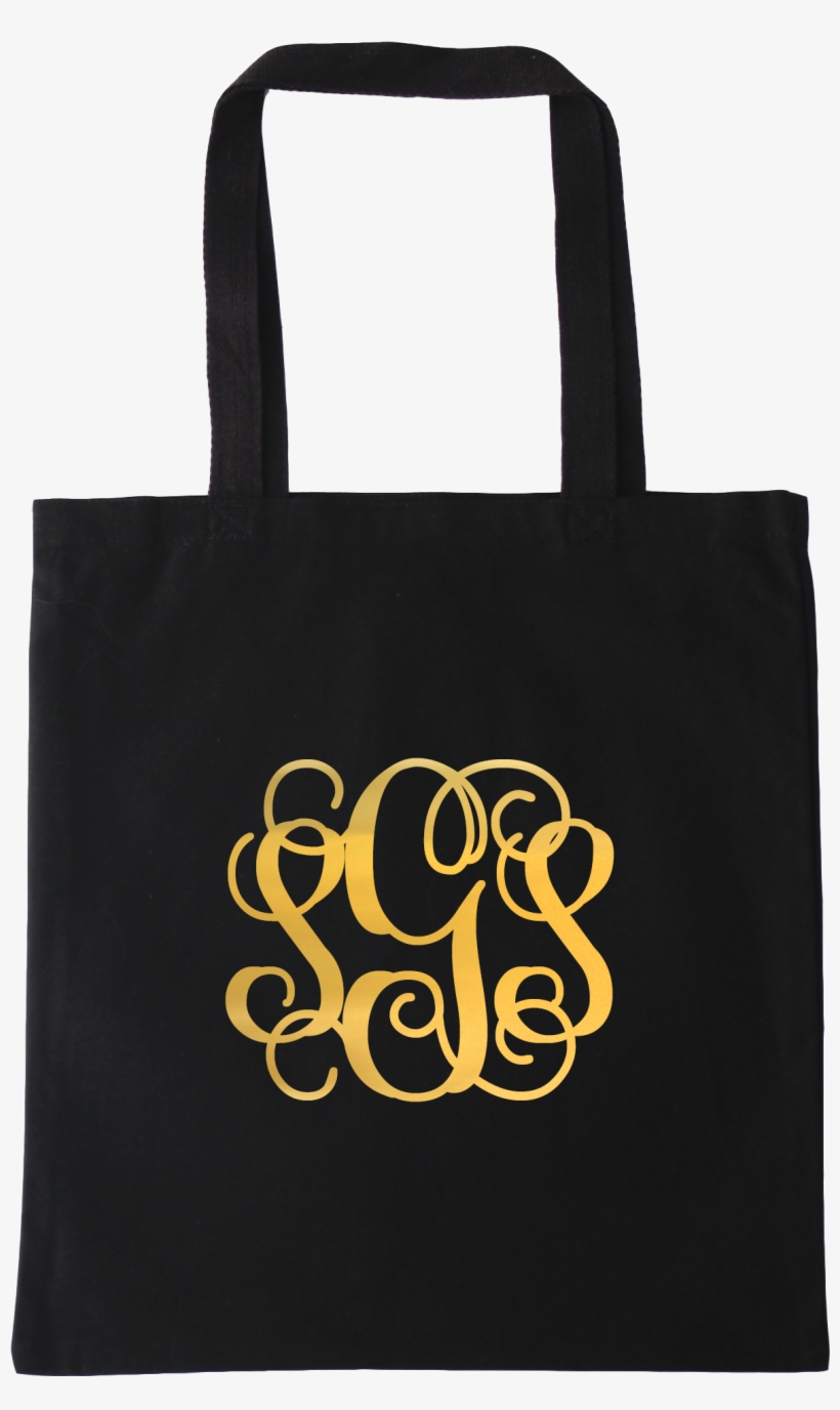 Gold Foil Monogram Canvas Tote - Shopping Bags Black And Gold, transparent png download