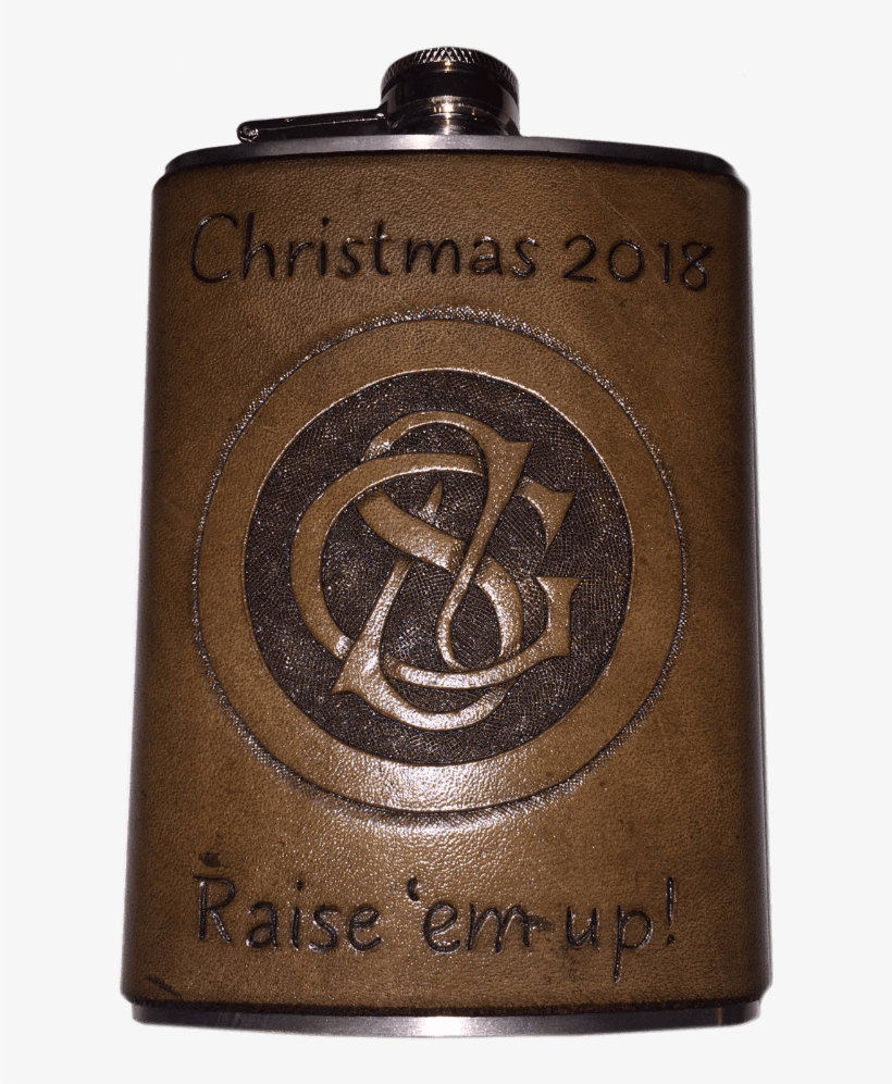 Christmas 2018 Flask With Genuine Hand Tooled Leather - Water Bottle, transparent png download