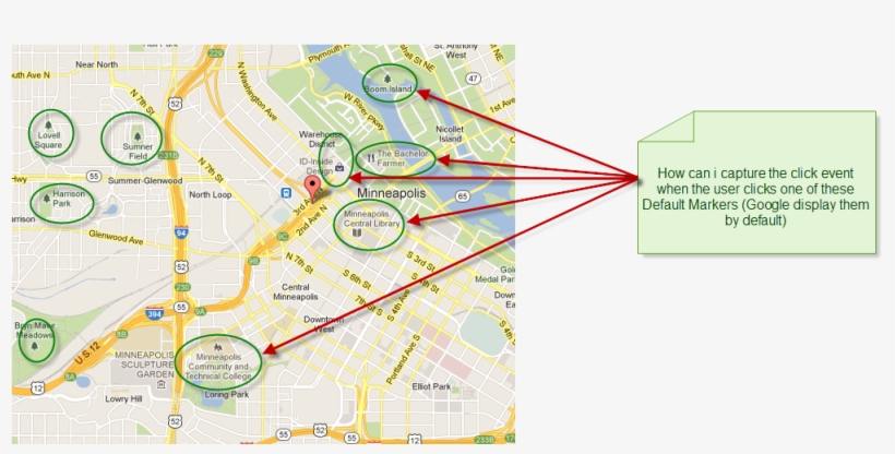 How Can I Capture The Click Event When A Default Marker/place - Map, transparent png download