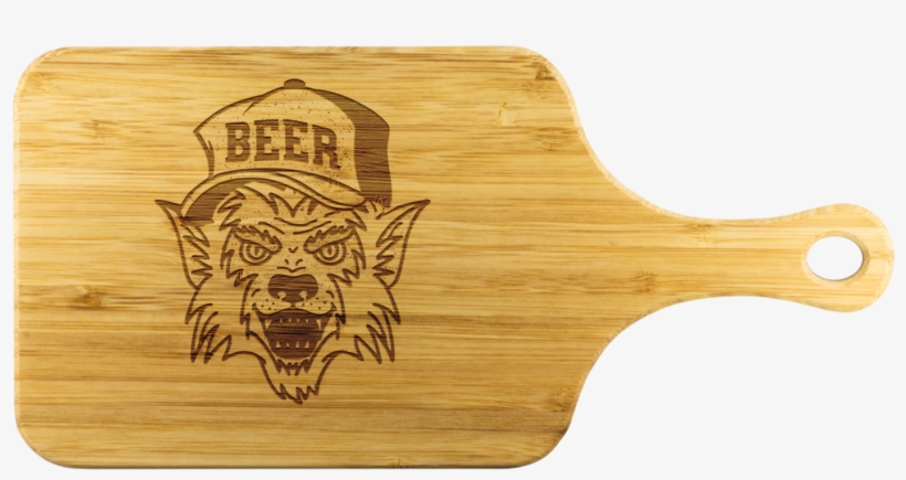 Werewolf Beer Hat Wooden Cutting Board With Handle - Cutting Board, transparent png download