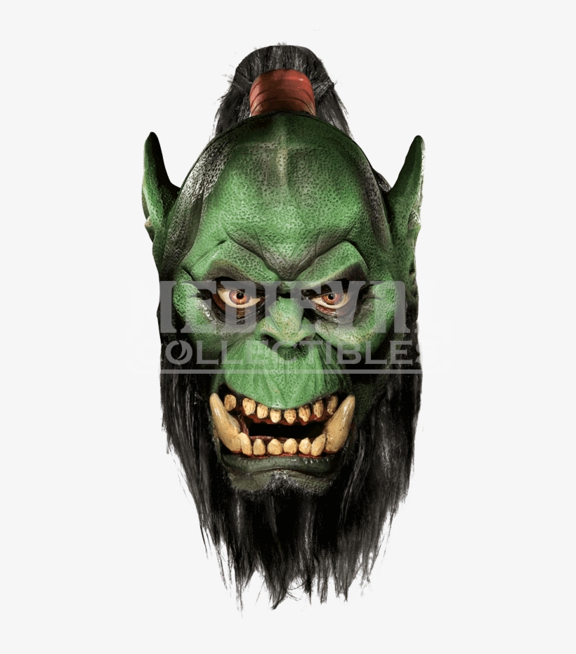 Orc Deluxe Latex Mask With Beard From World Of Warcraft - World Of Warcraft Orc Mask, transparent png download