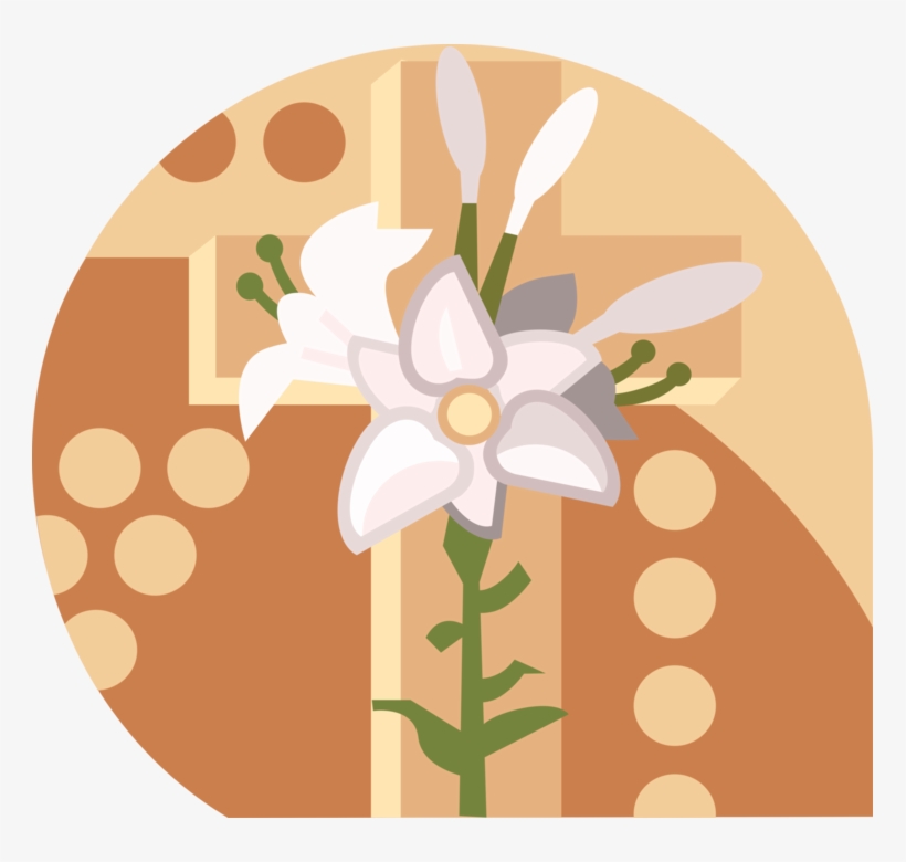 Vector Illustration Of Christian Crucifix Cross With - Easter Lilies Clip Art, transparent png download