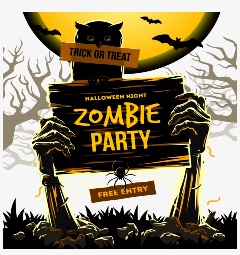 Mq Zombie Zombies Hands Moon Halloween - Creative Halloween Party Ads, transparent png download