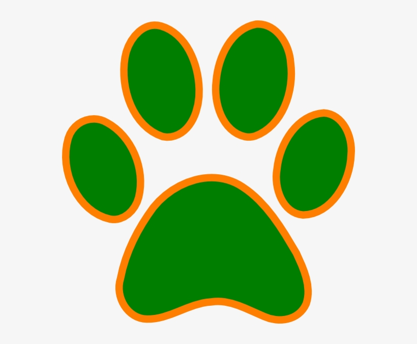 Green Paw Print Clip Art - Orange And Green Paw Print, transparent png download