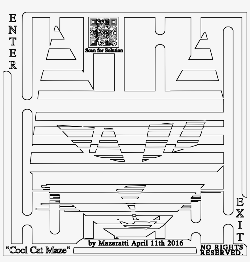 Cool Cat Mazes - Line Art, transparent png download