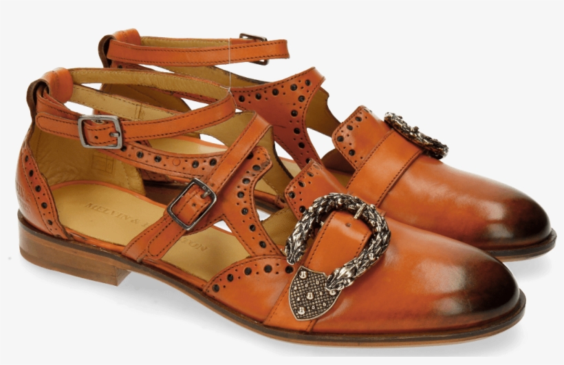 Sandals Sally 69 Orange Buckle Snake - Sandaly Skórzane, transparent png download
