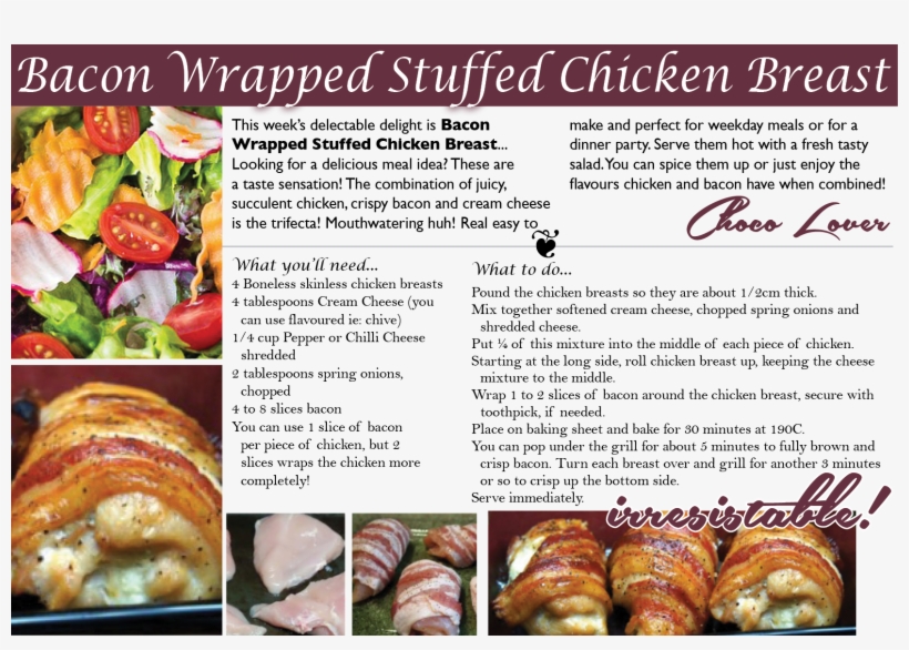 Bacon Wrapped Stuffed Chicken Breast, Looking For A - Croissant, transparent png download