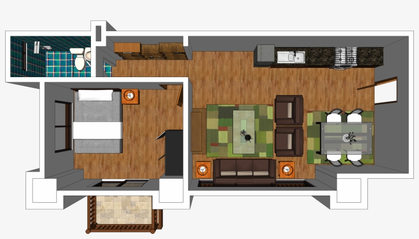 One Bedroom Unit With Balcony - Floor Plan, transparent png download