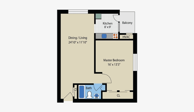 0 For The One Bedroom With Balcony Floor Plan - Floor Plan, transparent png download
