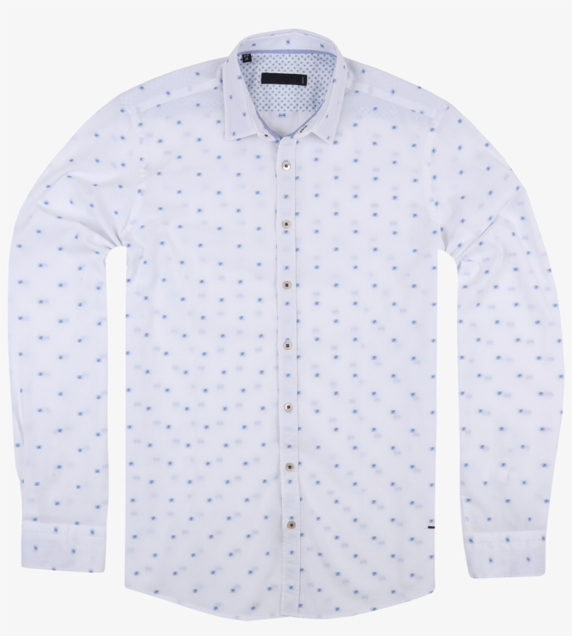 Ceo Slim Fit Smart Casual Shirt In White Dot - Polka Dot, transparent png download