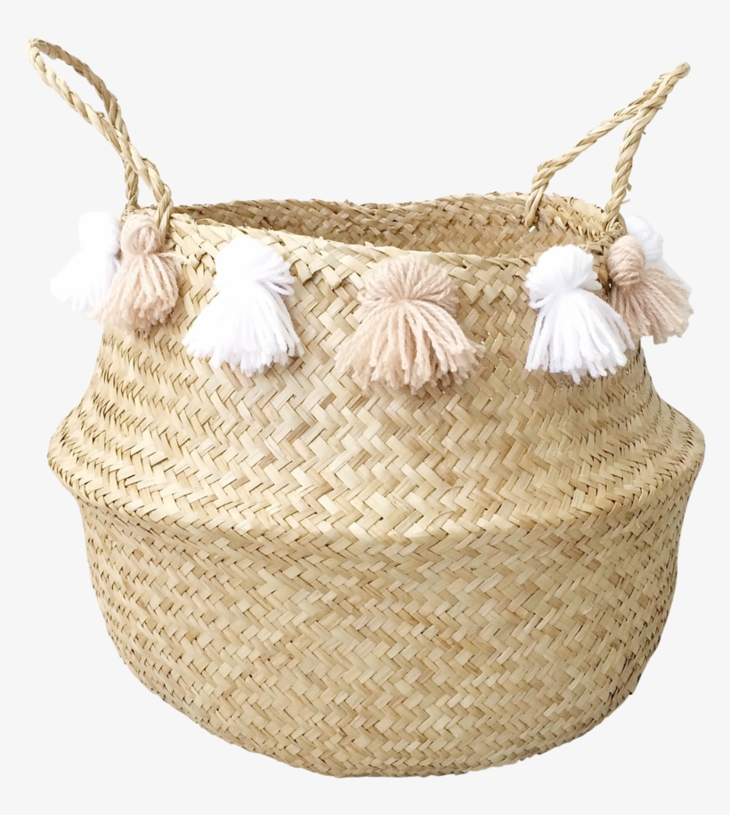 Tassel Dusty Pink And White Basket - Crochet, transparent png download