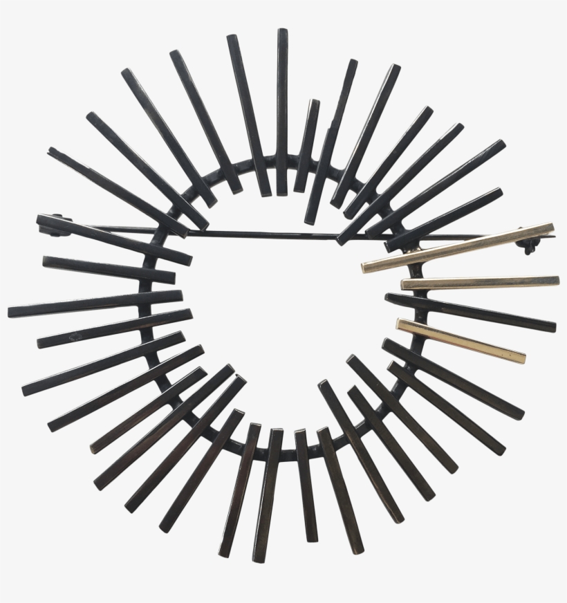 Stråle Oxidised Silver Brooch With Gold Rays Is A Unique - Miroir Rond Noir, transparent png download
