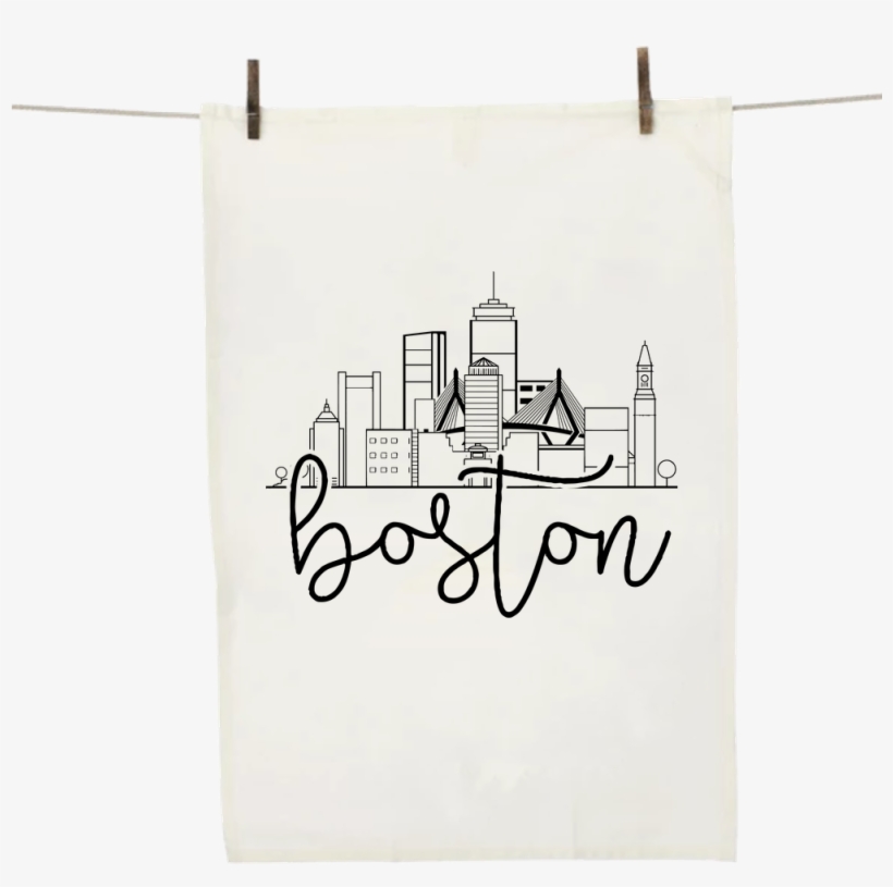 Boston City Skyline Dish Towel - Boston Cityscape Line Drawing, transparent png download