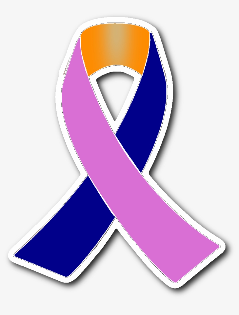 Dark Blue, Orange And Orchid Awareness Ribbon Sticker, transparent png download