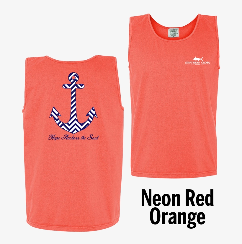 Chevron Hope Anchors Tank Top Neon Red Orange Large, - Active Tank, transparent png download