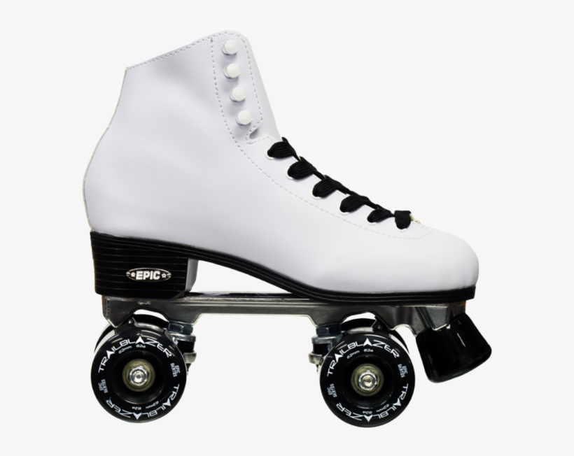 Classic White & Black White Roller Skates Red Wheels PNG Image