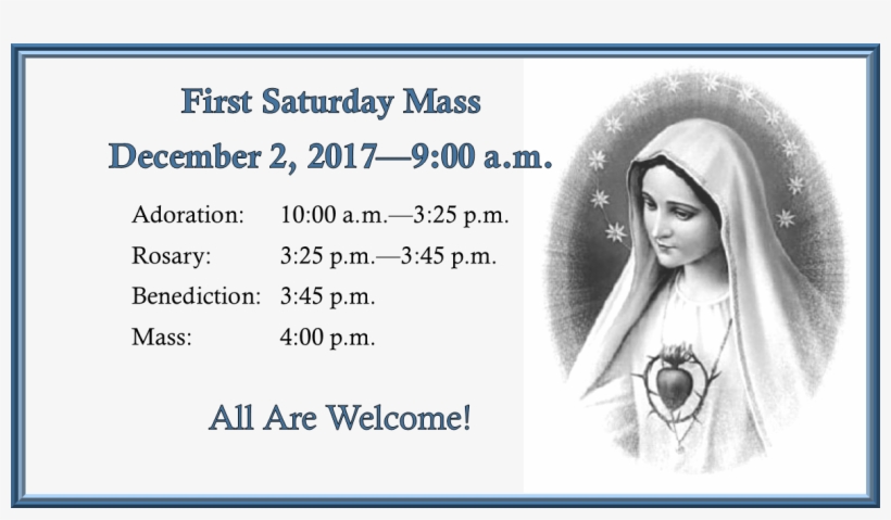 First Saturday December - Virgen De Fatima, transparent png download