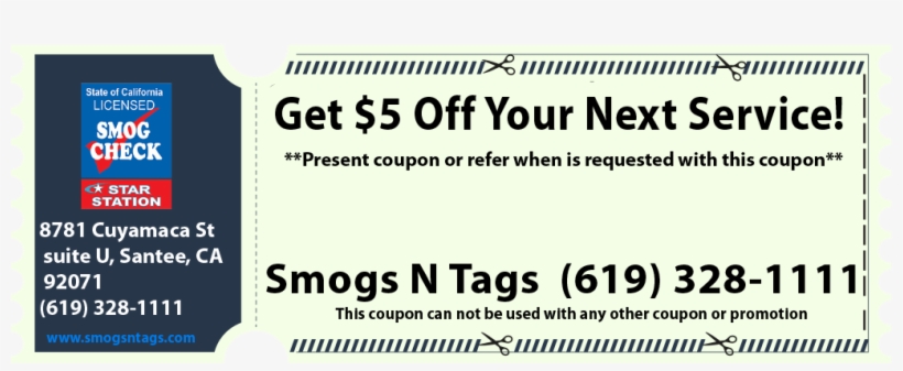 Re Smog Coupon Santee - Smog Check, transparent png download