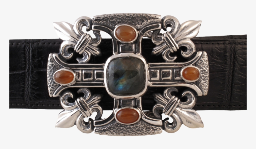 #1328 Gothic Cross, Fluer Di Lis Sterling Trophy Buckle - Bracelet, transparent png download